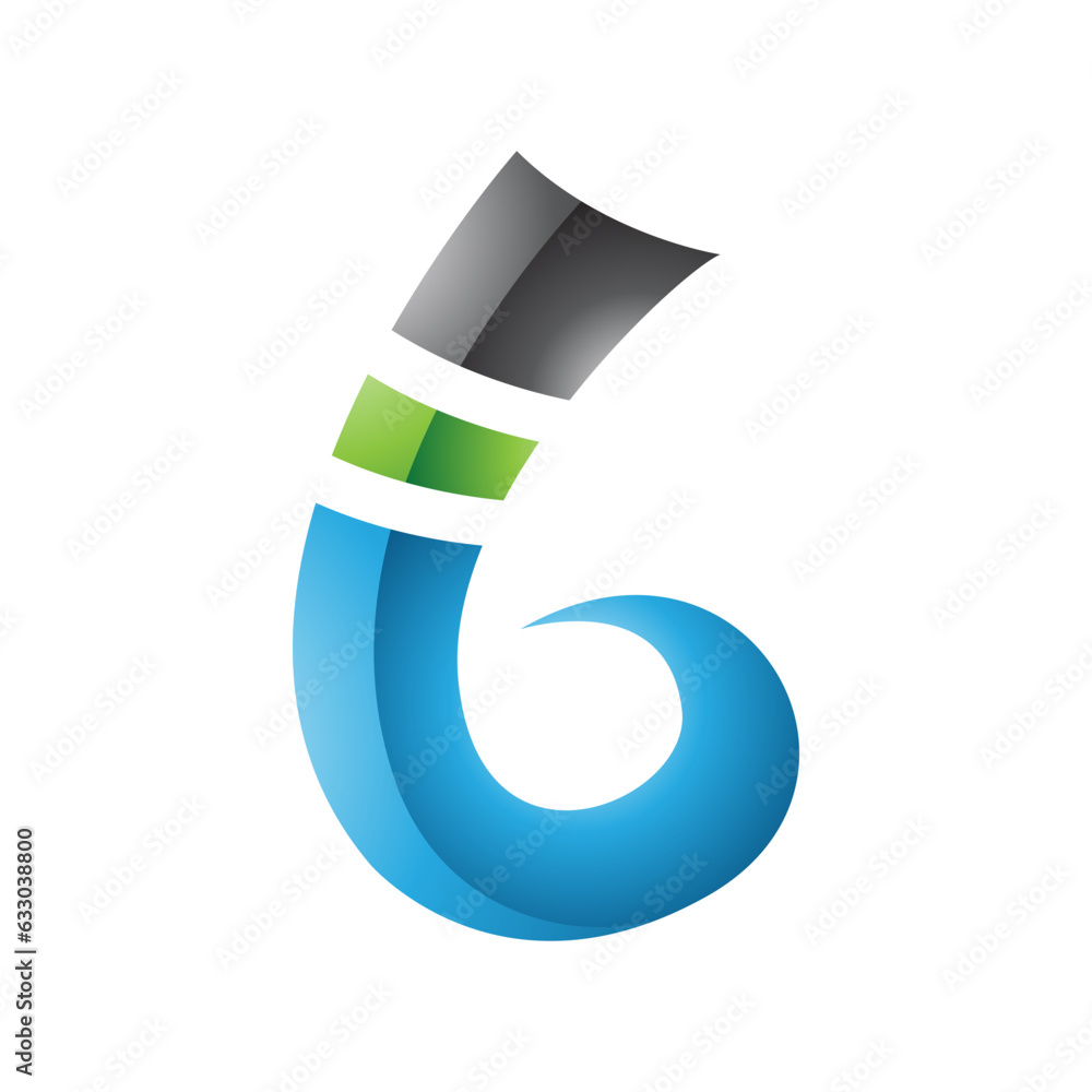 Green and Blue Curly Glossy Spike Shape Letter B Icon Green and Blue Curly Glossy Spike Shape Letter B Icon