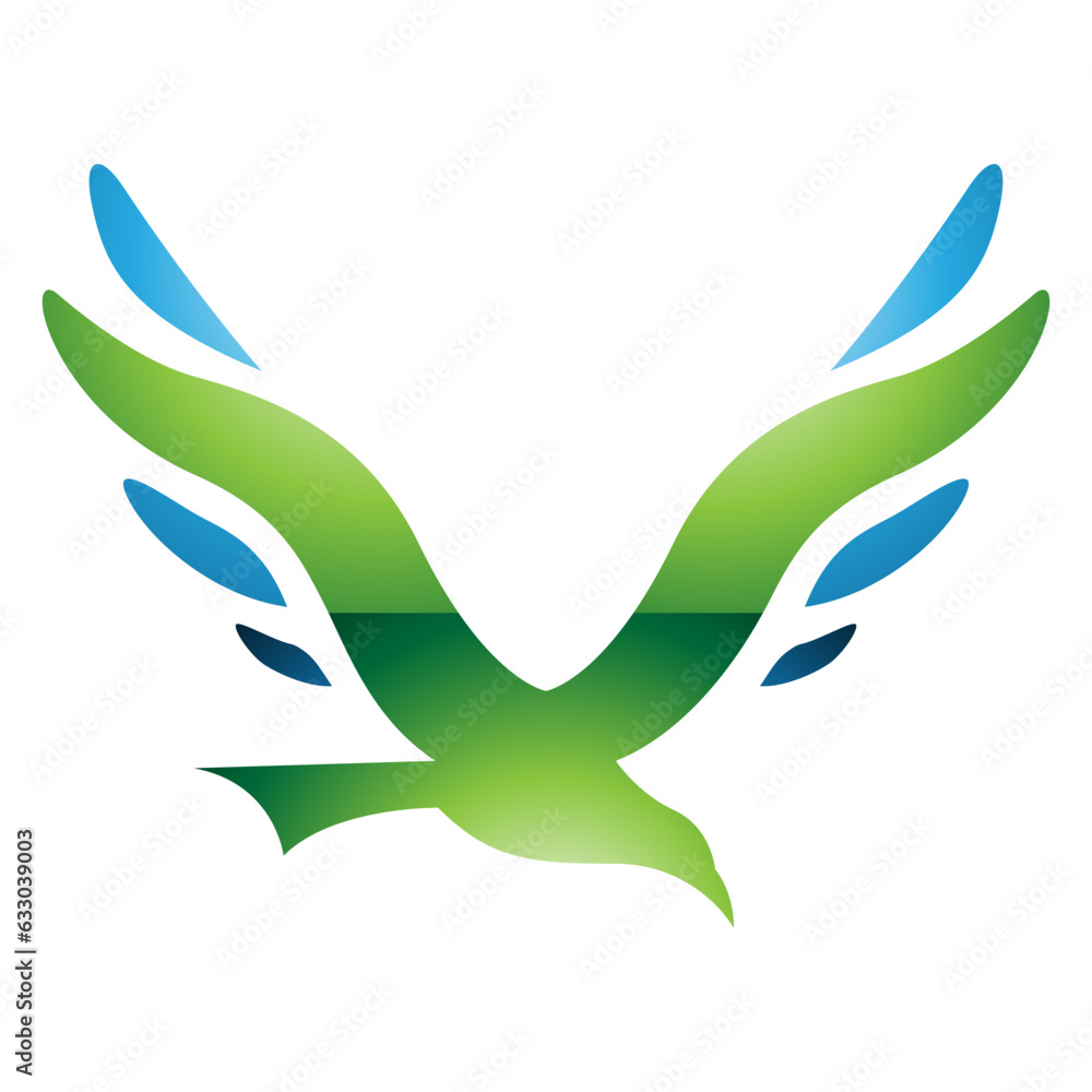 Green and Blue Glossy Bird Shaped Letter V Icon Green and Blue Glossy Bird Shaped Letter V Icon