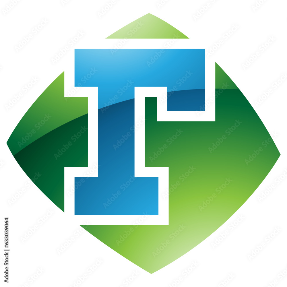 Green and Blue Glossy Bulged Square Shaped Letter R Icon Green and Blue Glossy Bulged Square Shaped Letter R Icon