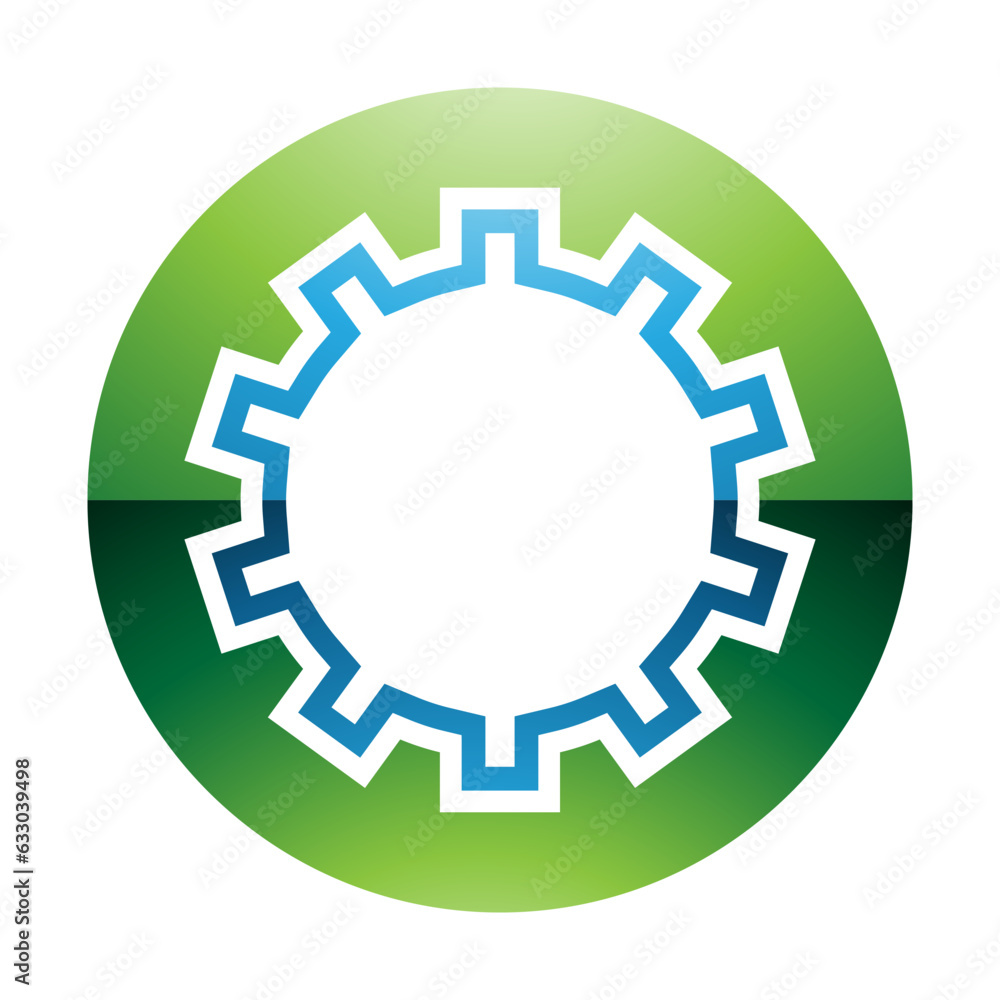 Green and Blue Glossy Letter O Icon with Castle Wall Pattern Green and Blue Glossy Letter O Icon with Castle Wall Pattern