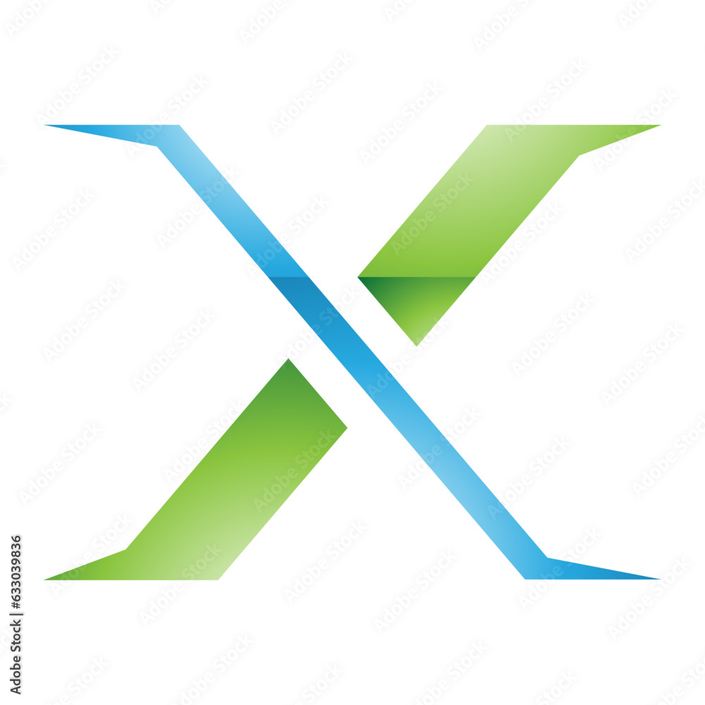 Green and Blue Glossy Pointy Tipped Letter X Icon Green and Blue Glossy Pointy Tipped Letter X Icon