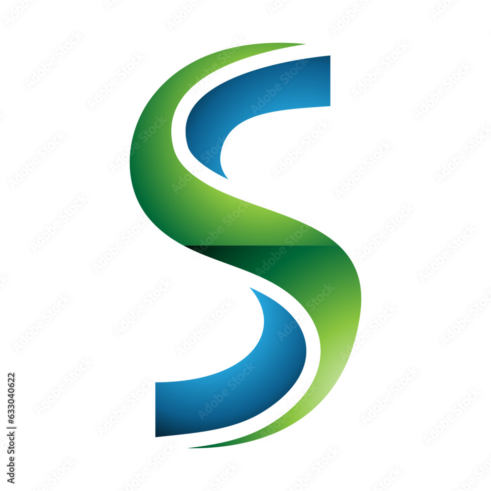 Green and Blue Glossy Twisted Shaped Letter S Icon Green and Blue Glossy Twisted Shaped Letter S Icon