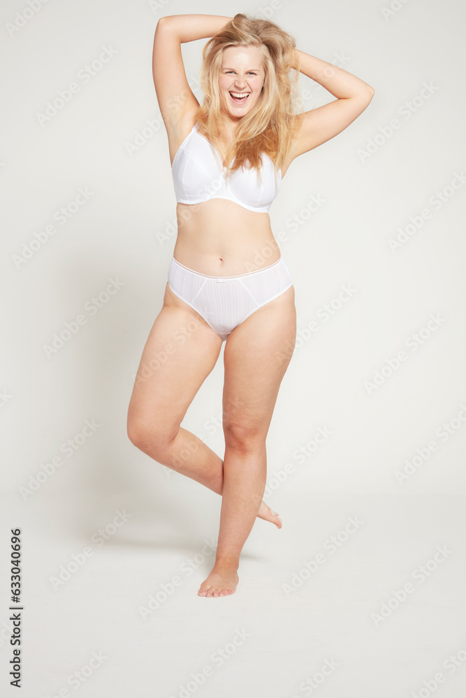 Model posing in white underwear. Model posing in white underwear.