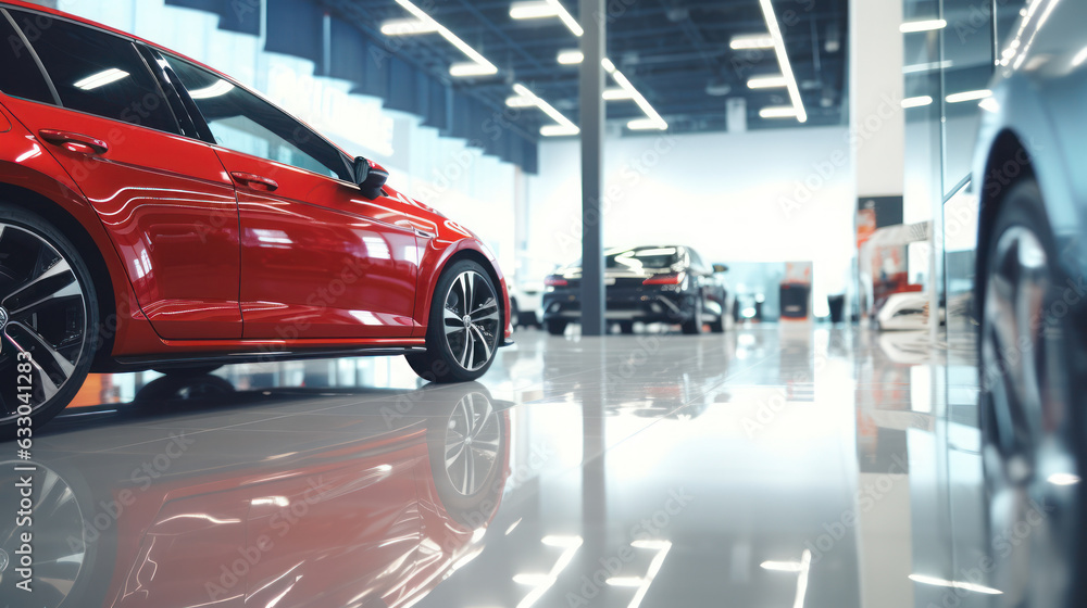 Close-up inside interior car showroom for sale and peoples Close-up inside interior car showroom for sale and peoples