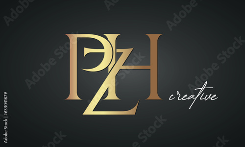 letters PZH golden logo icon premium monogram, creative royal logo design photo