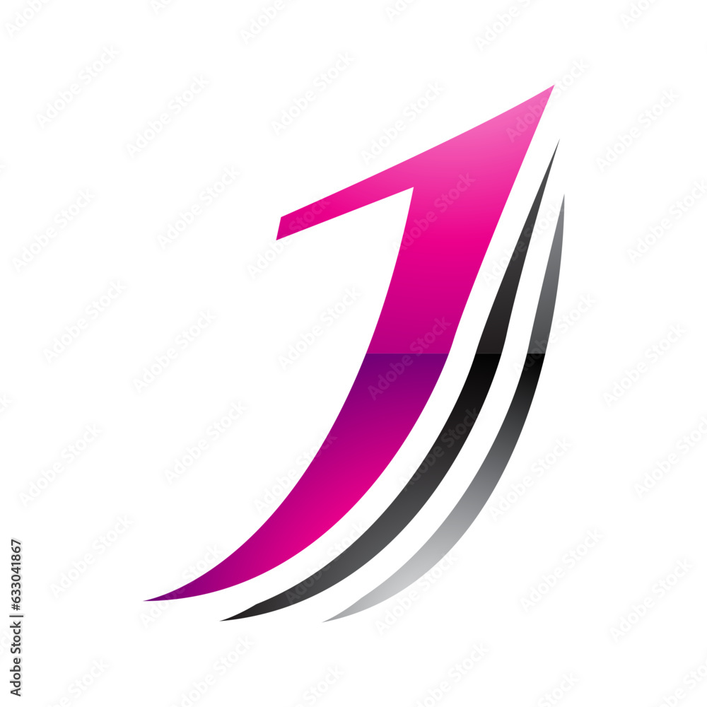 Magenta and Black Glossy Layered Letter J Icon Magenta and Black Glossy Layered Letter J Icon