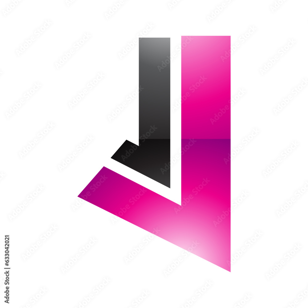 Magenta and Black Glossy Letter J Icon with Straight Lines Magenta and Black Glossy Letter J Icon with Straight Lines