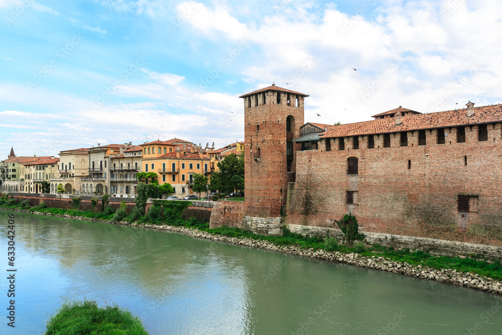 Tower and wall at Verona, Italy