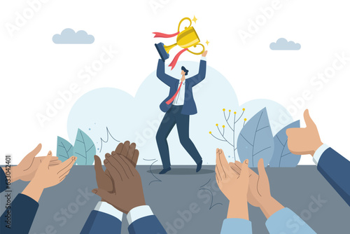 Congratulations from colleagues with clapping, Appreciation and applause for the great work, Successful business deal, Promoted or Best Employee, Vector design illustration.