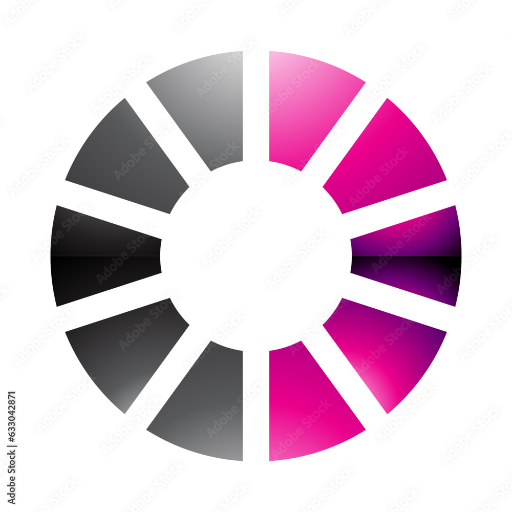 Magenta and Black Glossy Striped Letter O Icon Magenta and Black Glossy Striped Letter O Icon