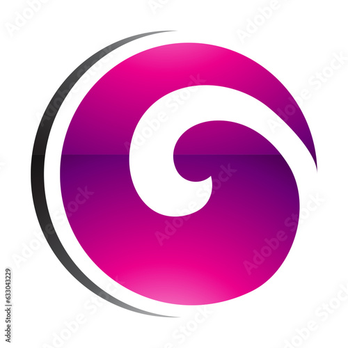 Magenta and Black Glossy Whirl Shaped Letter O Icon