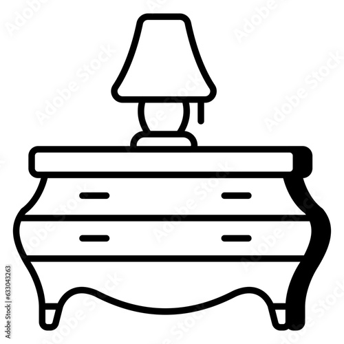 An icon design of bedside table