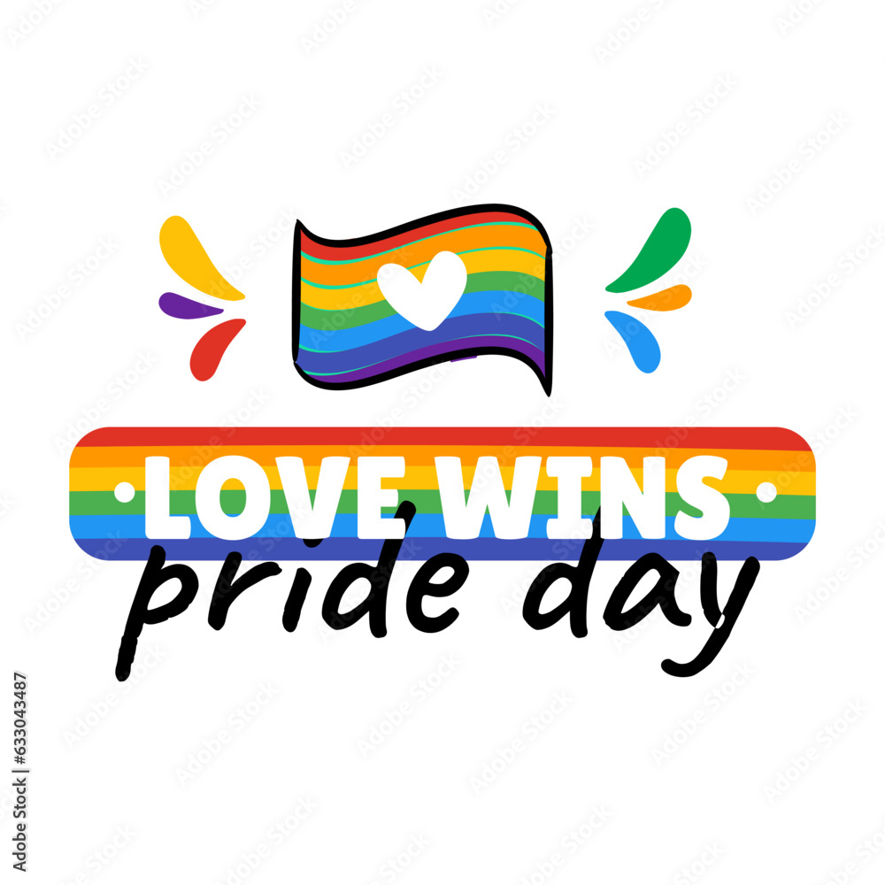 Fototapeta premium A rainbow flag with the word love wins on it - LGBTQIAP
