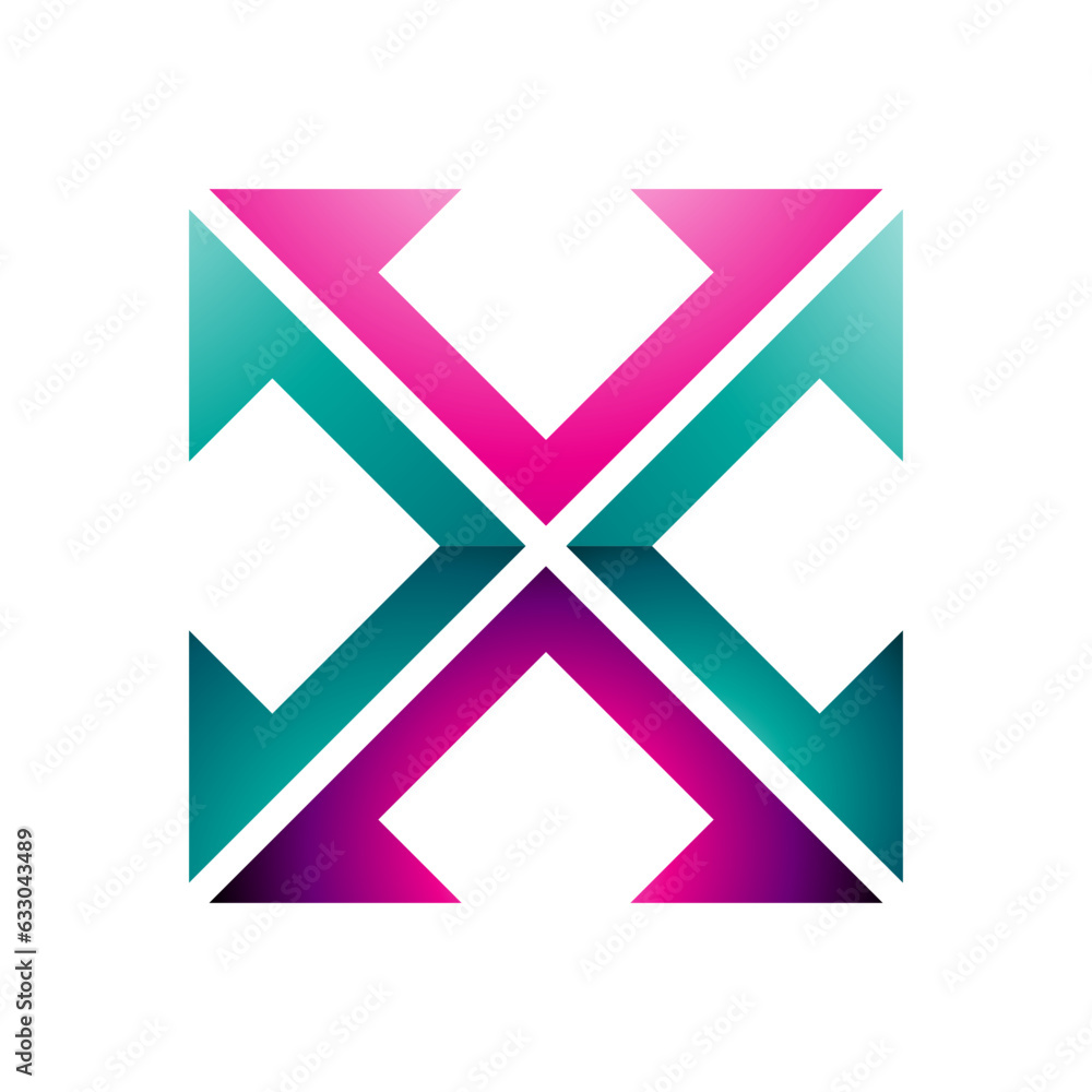Magenta and Green Glossy Arrow Square Shaped Letter X Icon Magenta and Green Glossy Arrow Square Shaped Letter X Icon