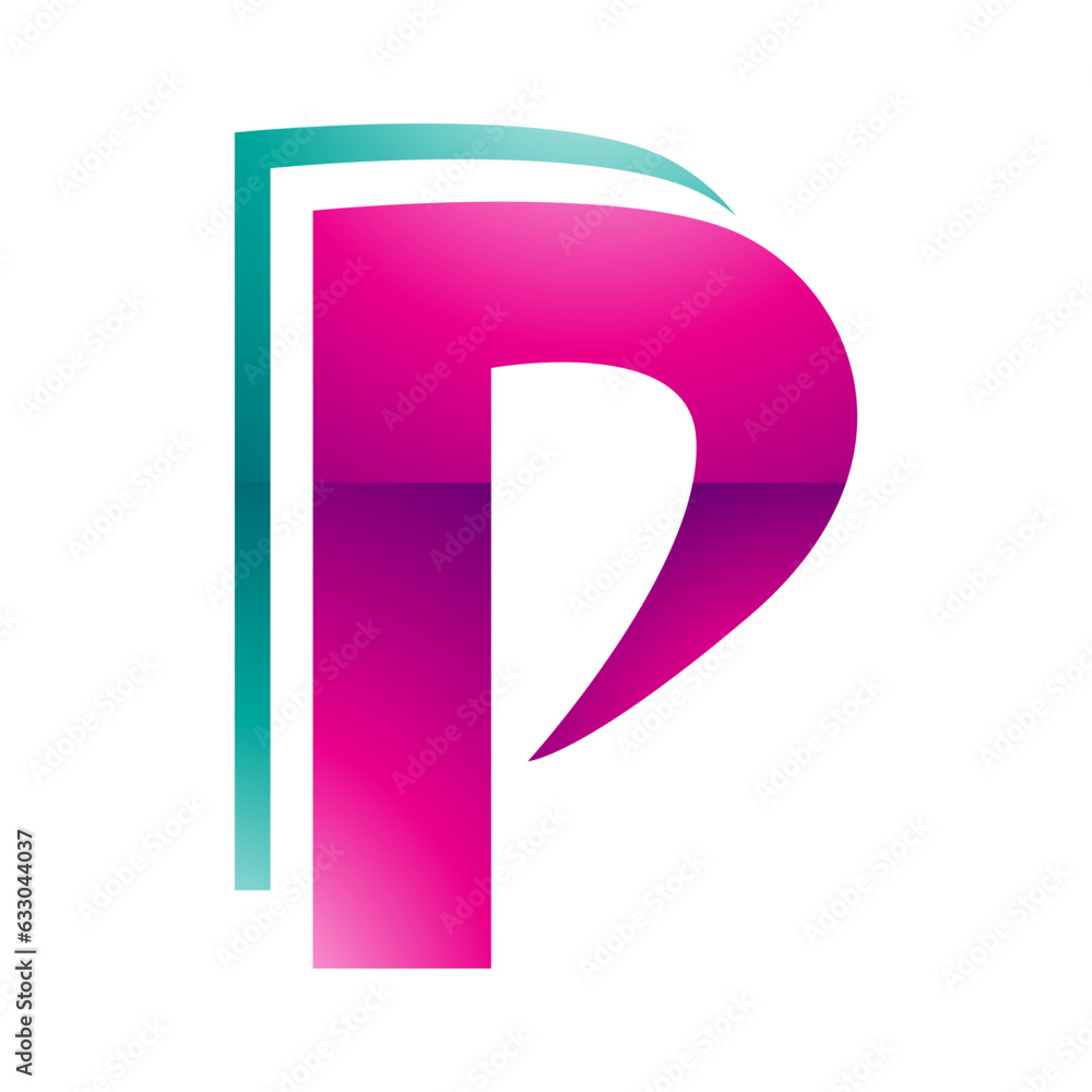 Magenta and Green Glossy Layered Letter P Icon Magenta and Green Glossy Layered Letter P Icon