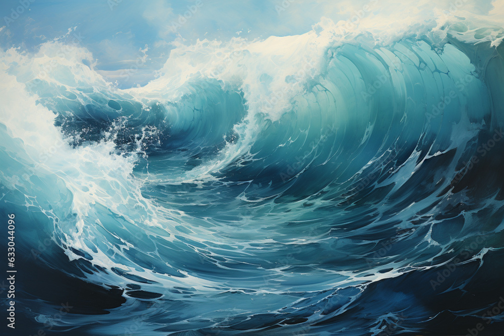 Oceanic hues converge in painterly brushstrokes, creating an evocative blue backdrop Generative AI
