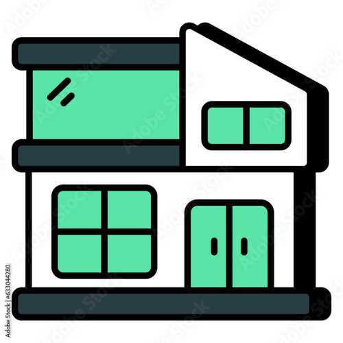 Editable design icon of bungalow