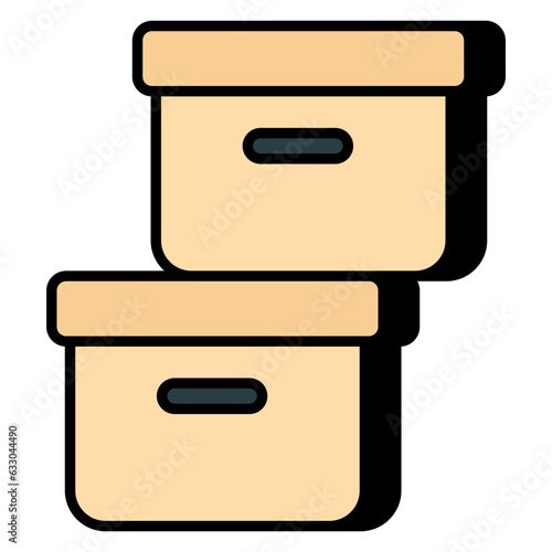 Conceptual linear design icon of boxes