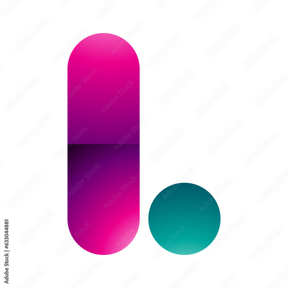 Magenta and Green Glossy Rounded Letter L Icon Magenta and Green Glossy Rounded Letter L Icon