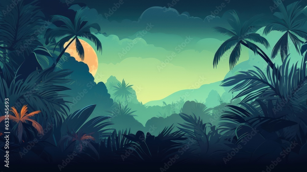 tropical island with palm trees. Generative AI