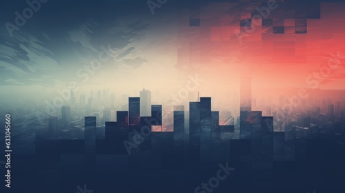 city skyline at sunset. Generative AI