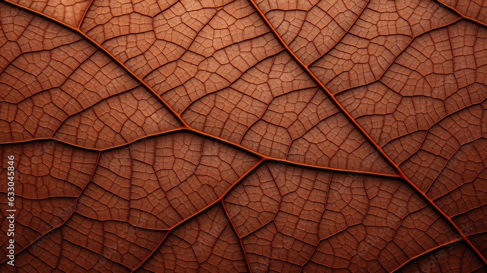 Fototapeta premium background of a red leaf close-up. Generative AI