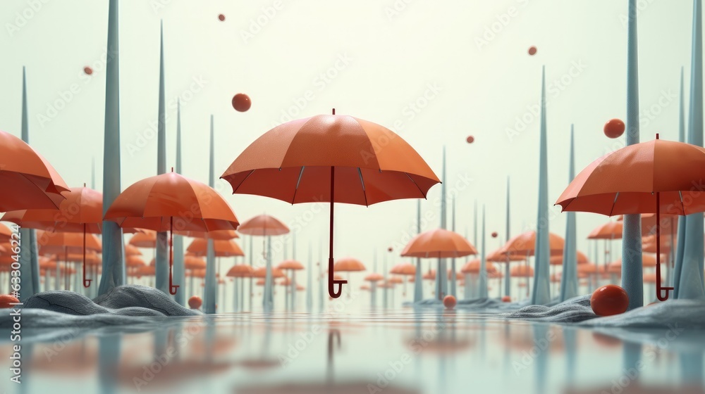 umbrellas on the beach. Generative AI