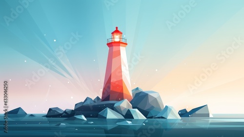 lighthouse in the night. Generative AI