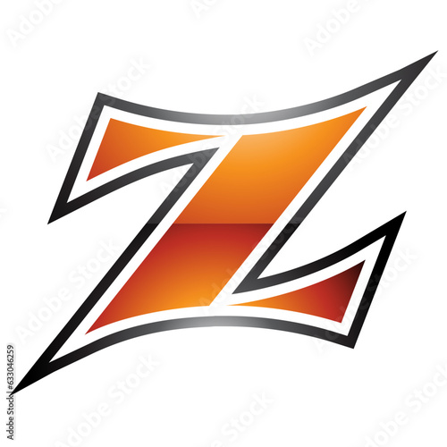 Orange and Black Glossy Arc Shaped Letter Z Icon