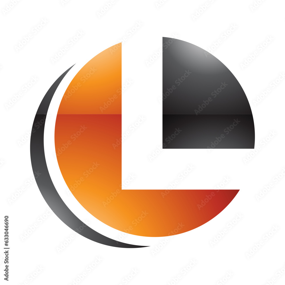 Orange and Black Glossy Circle Shaped Letter L Icon Orange and Black Glossy Circle Shaped Letter L Icon