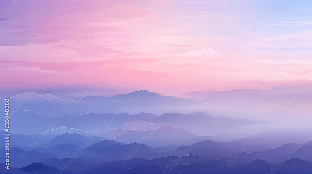 mountains in the morning, gradient illustration. Generative AI