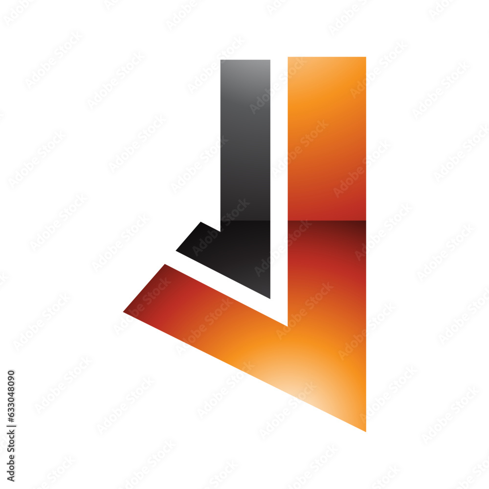 Orange and Black Glossy Letter J Icon with Straight Lines Orange and Black Glossy Letter J Icon with Straight Lines