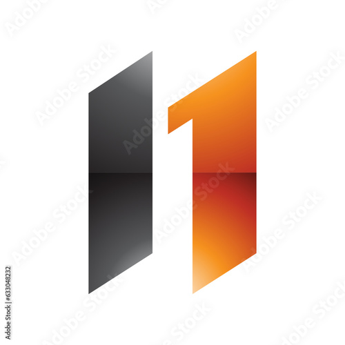 Free Download Orange and Black Glossy Letter N Icon with Parallelograms - GFXLoad
