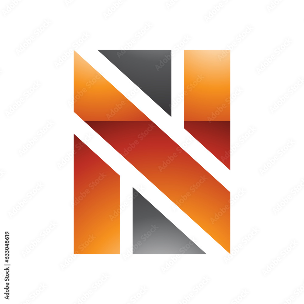 Orange and Black Glossy Rectangle Shaped Letter N Icon Orange and Black Glossy Rectangle Shaped Letter N Icon