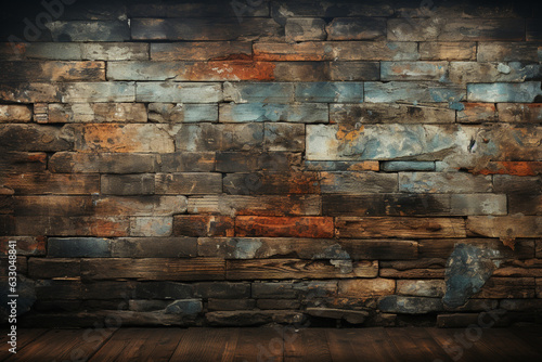 Whispers of history resonate within a wall adorned with aged, somber bricks Generative AI