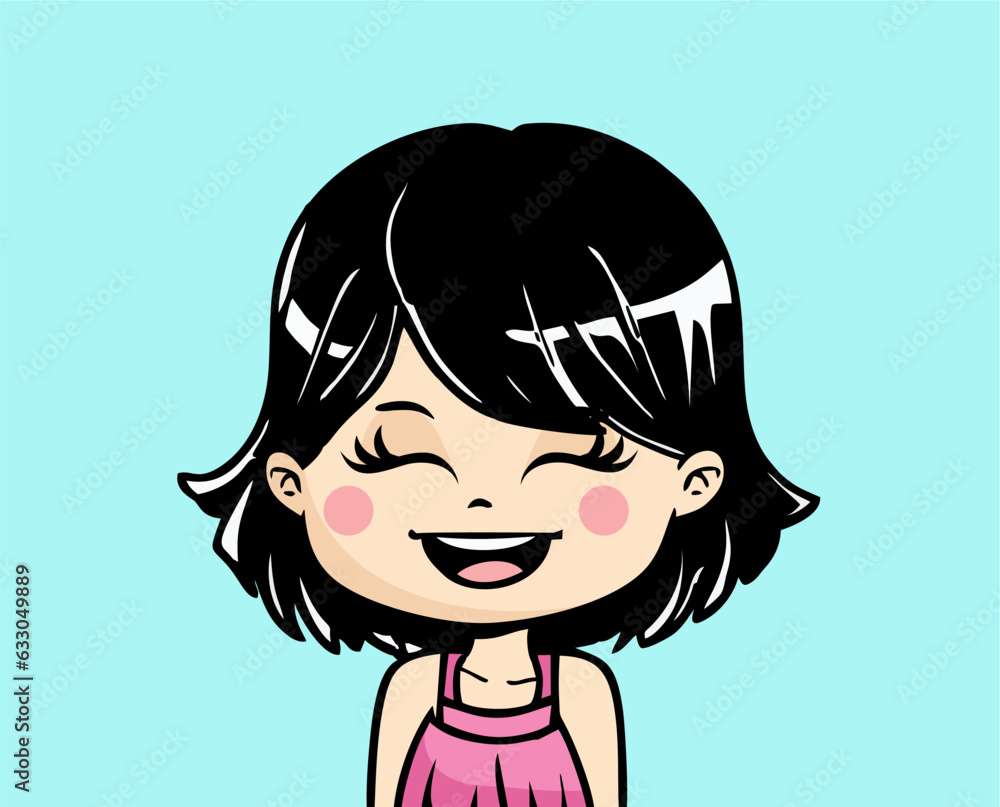 Cartoon girl smiling isolated in vector format Cartoon girl smiling isolated in vector format