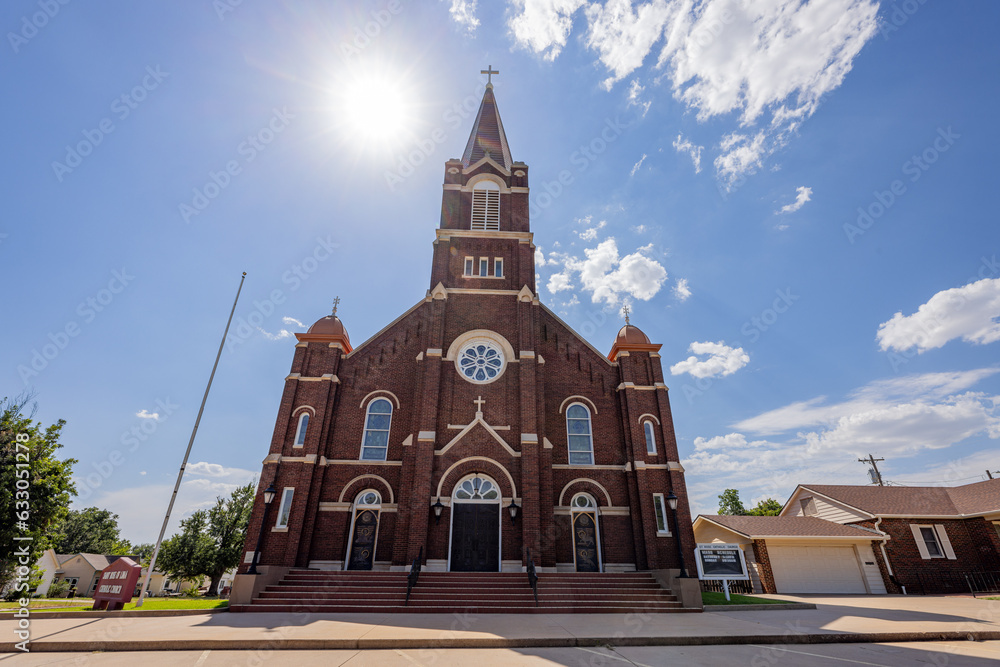 Sunny exterior view of the Saint Rose of Lima Catholic Church