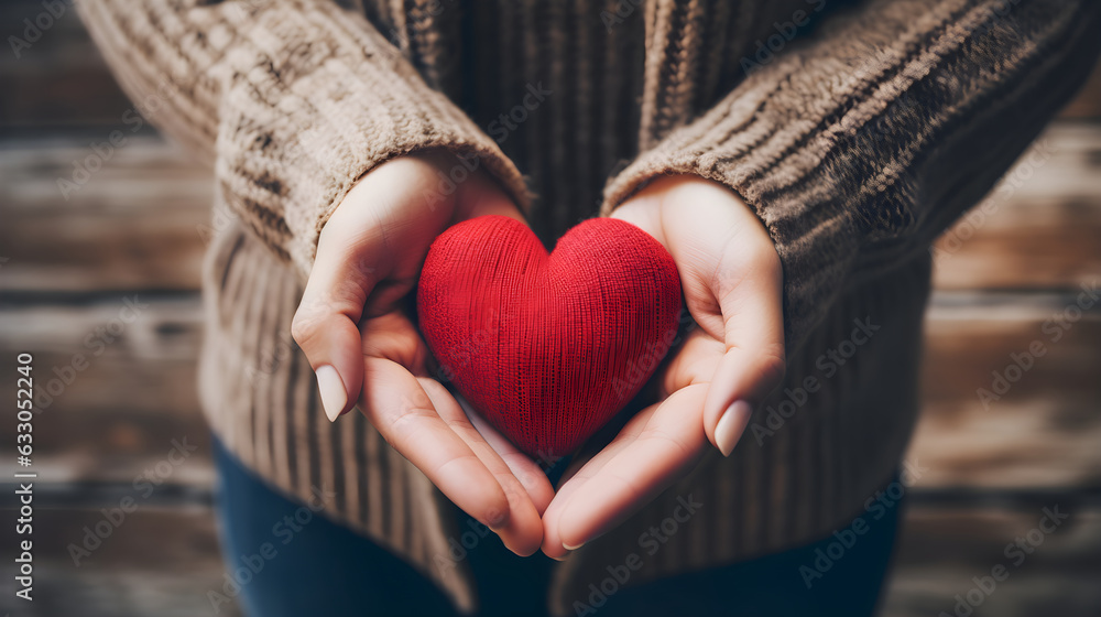 Close up of heart shaped in hands. Love care concept. AI generated Close up of heart shaped in hands. Love care concept. AI generated