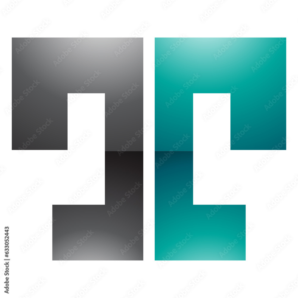 Persian Green and Black Glossy Bold Split Shaped Letter T Icon Persian Green and Black Glossy Bold Split Shaped Letter T Icon