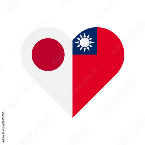 unity concept. heart shape icon of japan and taiwan flags. vector illustration isolated on white background