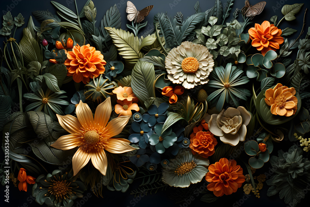 Flowers and leaves background - AI Technology Flowers and leaves background - AI Technology