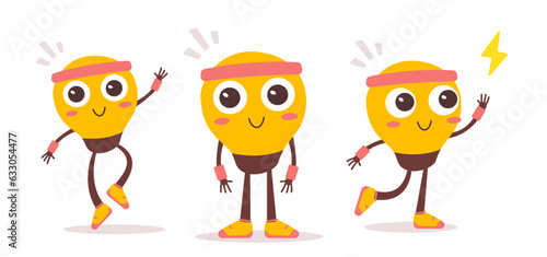 Flat style design of business yellow light bulb character for we