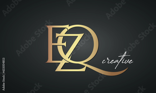 letters EZQ golden logo icon premium monogram, creative royal logo design photo