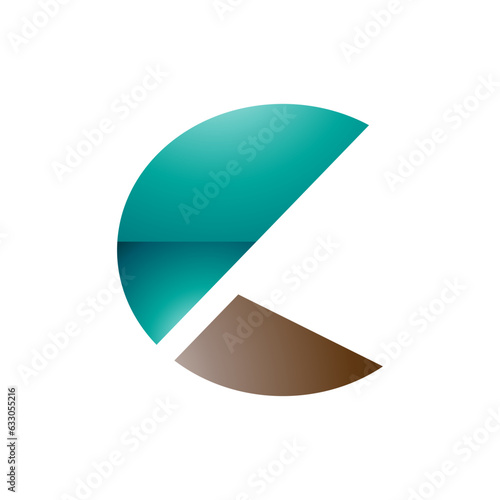 Free Download Persian Green and Brown Glossy Letter C Icon with Half Circles - GFXLoad