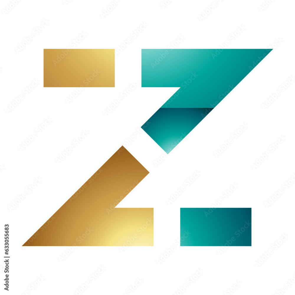 Persian Green and Gold Glossy Dotted Line Shaped Letter Z Icon Persian Green and Gold Glossy Dotted Line Shaped Letter Z Icon