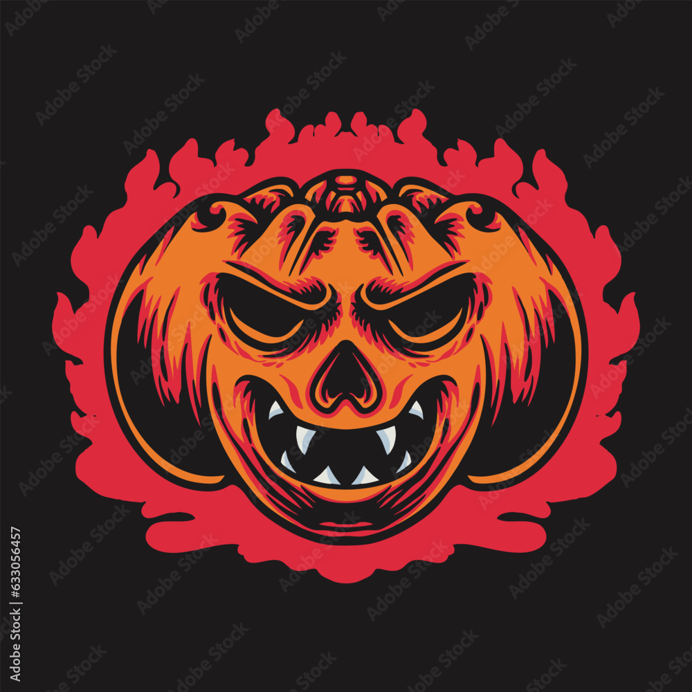 Pumpkin Halloween Fire Vector Illustration