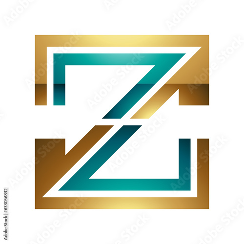 Free Download Persian Green and Gold Glossy Striped Shaped Letter Z Icon - GFXLoad