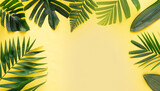 palm tree leaves with yellow background