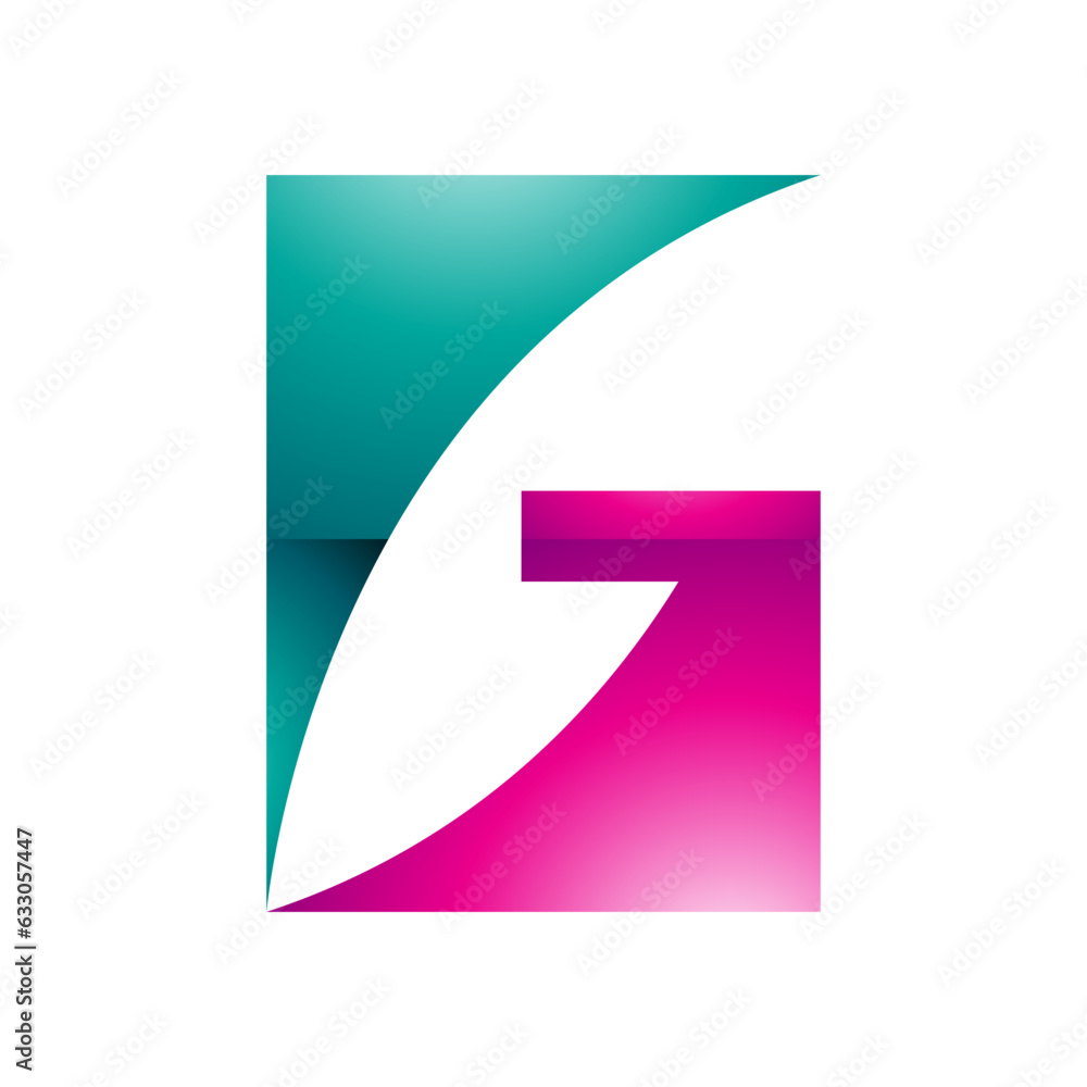 Persian Green and Magenta Rectangular Glossy Letter G Icon