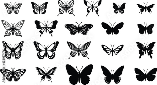 Collection of Butterfly Silhouettes  Vector Illustration